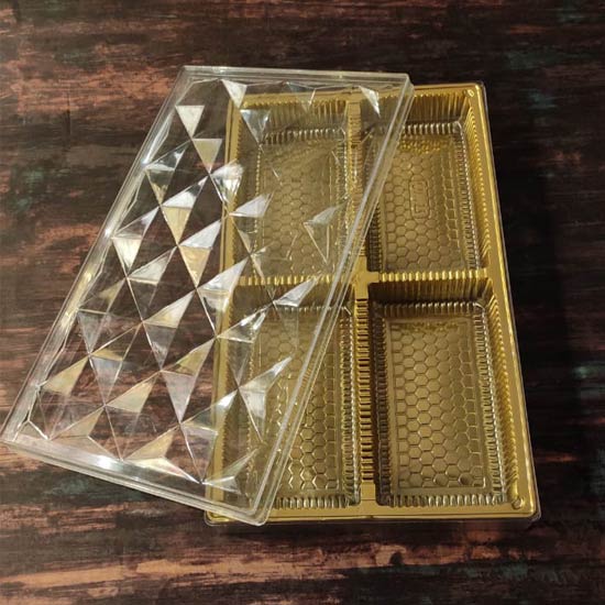 Transparent 4 Cavities Dry Fruit Rectangle Diamond Crystal Box