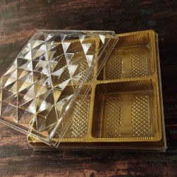 Transparent 4 Cavities Dry Fruit Square Diamond Crystal Box