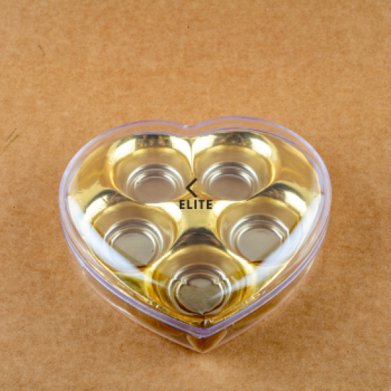Transparent 5 Cavity Chocolate Heart 5 Crystal Box